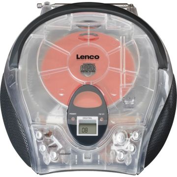 Lenco SCD-24 Radio/CD atskaņotājs, FM/CD, baterijas/AC, caurspīdīgs