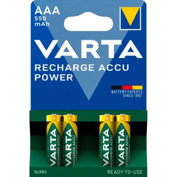 Varta RECHARGE ACCU Power AAA 550 mAh NiMH akumulatori 4 gab.