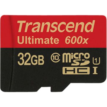 Transcend microSDHC 32GB Class 10 UHS-I MLC 600x + SD adapteris