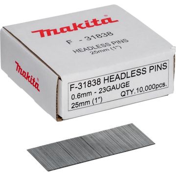 Makita Tapiņnaglas 0,6 x 25mm Nerūsējošā tērauda F-31838 10000 gab.