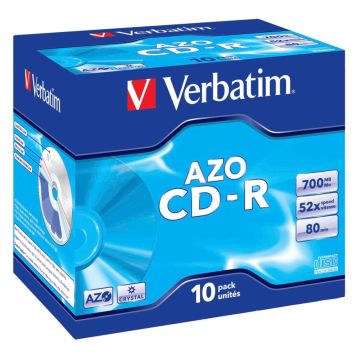 Verbatim Data Life plus CD-R 80 min / 700MB, 52x ātrumu plastikāta vāciņi 10 gab.