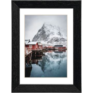 Hama Oslo Koka Foto Rāmis ar Paspartū, 20x30cm, Melns, 175949