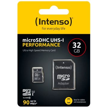 Intenso microSDHC 32GB 10. klases UHS-I U1 veiktspēja