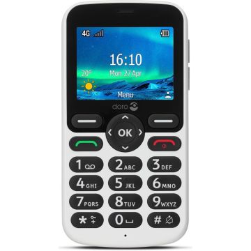 Doro 5860 podziņu telefons, 2.4" ekrāns 240x320px, 1000mAh akumulators, melnbalts