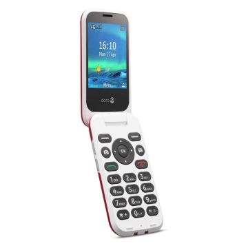 Doro 6820 podziņu telefons, 2.8" ekrāns 320x240px, 1000mAh akumulators, sarkans