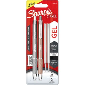 Sharpie S-Gel metāla pelēka + rozā zelta pildspalva 0,7mm + 2 serdeņi 2 gab.