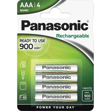 Panasonic AAA NiMH 900 mAh akumulatori 4 gab.