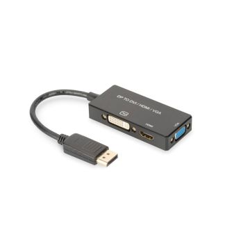 Digitus DisplayPort 3in1 adapteris/pārveidotājs - DP-HDMI+DVI+VGA, 20cm