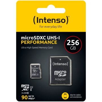 Intenso microSDXC 256GB 10. klases UHS-I U1 veiktspēja