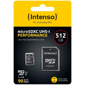 Intenso microSDXC 512GB 10. klases UHS-I U1 veiktspēja