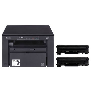 Canon i-SENSYS MF 3010 melnbaltais daudzfunkcionālais lāzerprinteris, drukāšana, kopēšana, skenēšana, USB, komplekts ar 2 kasetnēm 725