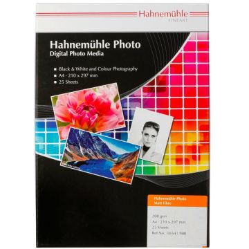 Hahnemühle Photo Matt Fibre inkjet papīrs 200g/m2 A4/25 loksnes, silti balts