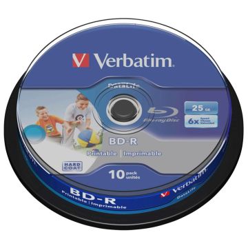 Verbatim BD-R Blu-Ray 25GB 6x ātrumu apdrukājams spole 10 gab.