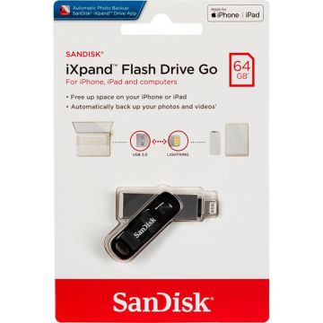 SanDisk iXpand zibatmiņas diskdziņš 64GB iPhone/iPad SDIX60N-064G-GN6NN