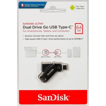 SanDisk Ultra Dual Drive Go 64GB USB Type C zibatmiņa SDDDC3-064G-G46