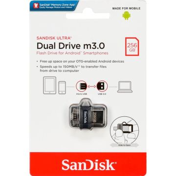 SanDisk Ultra Dual Drive 256GB m3.0 pelēks&sudraba SDDD3-256G-G46