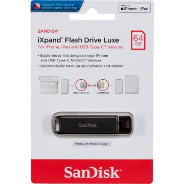 SanDisk iXpand zibatmiņas diskdzinis Luxe 64GB TypC/Lig.SDIX70N-064G-GN6NN