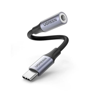 Ugreen USB-C uz 3.5mm Audio Kabelis 10cm Melns