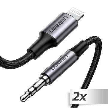 2x1 UGREEN Lightning To 3.5mm Adapter Cable 1m