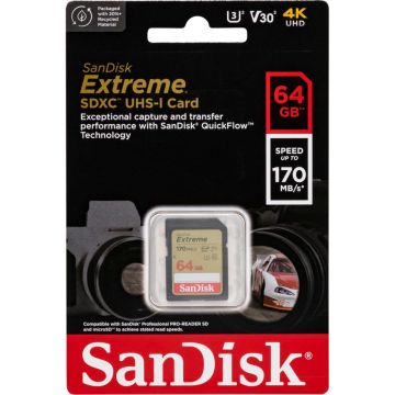 SanDisk Extreme SDXC 64GB UHS-I C10 U3 V30