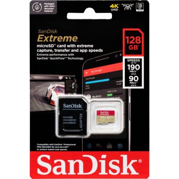 SanDisk microSDXC V30 A2 128GB Extreme A2 C10 V30 UHS-I U3