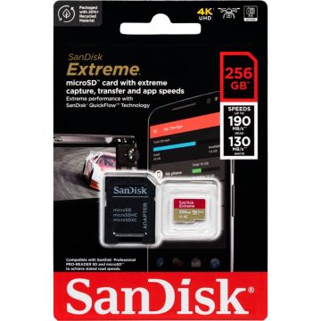 SanDisk microSDXC 256GB Extreme A2 C10 V30 UHS-I U3