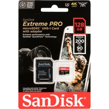 SanDisk microSDXC 128GB Extreme Pro A2 A2 C10 V30 UHS-I U3