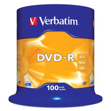 Verbatim DVD-R 4,7GB 16x ātrumu, matēts sudrabs 100 gab.