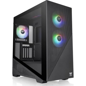 Thermaltake S200 TG, mATX, porti: 1 x USB 3.0, 2 x USB 2.0, Audio I/O, Melns