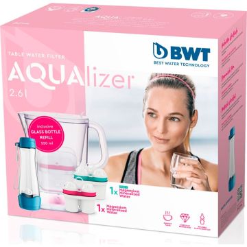 BWT AQUAlizer Baselight ūdens filtra krūze, 2,6L ar stikla pudeli