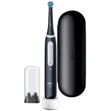 Oral-B iO Series 4 elektriskā zobu birste, Matt Black + ceļojuma futrālis, 4 tīrīšanas režīmi