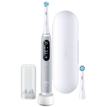 Oral-B iO Series 6 elektriskā zobu birste, Grey Opal + ceļojuma futrālis, 6 tīrīšanas režīmi