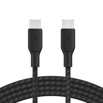 Belkin auduma USB-C/USB-C kabeļi 100W 2m, melns