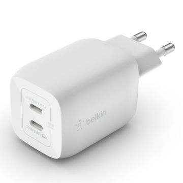 Belkin BOOST Lādētājs 2xUSB-C 65W Charg.PD 3.0 PPS, Balts