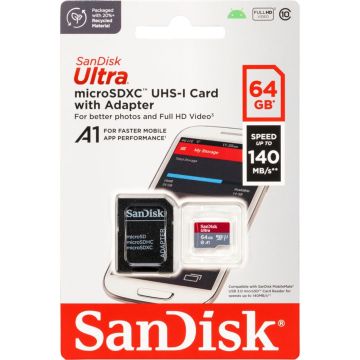 SanDisk Ultra microSDXC A1 64GB 140MB/s Adapt.SDSQUAB-064G-GN6MA