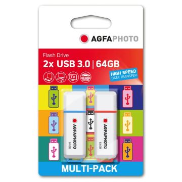 AgfaPhoto USB 3.2 Gen 1 Zibatmiņa 64GB Krāsu Mikslis MP2