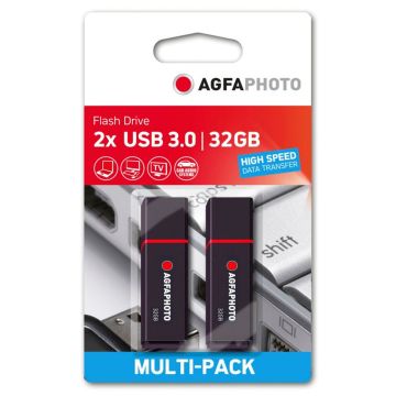 AgfaPhoto USB 3.2 Gen 1 Zibatmiņa 32GB Melna MP2