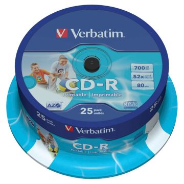 Verbatim CD-R 80 min / 700MB 52x ātrumu, Data Life plus apdrukājams 25 gab.