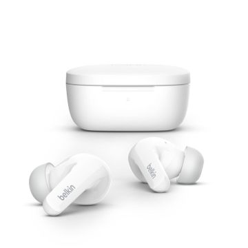 Belkin Soundform Flow ANC Bezvadu Bluetooth Ausīs Ieliekamās Austiņas ar Trokšņu Slāpēšanu, Baltas