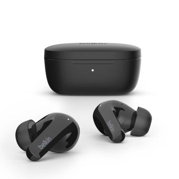 Belkin Soundform Flow ANC Bezvadu Bluetooth Ausīs Ieliekamās Austiņas ar Trokšņu Slāpēšanu, Melnas