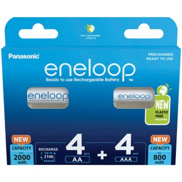 Panasonic Eneloop kombinētais iepakojums 4xAA + 4xAAA akumulatori 8 gab.