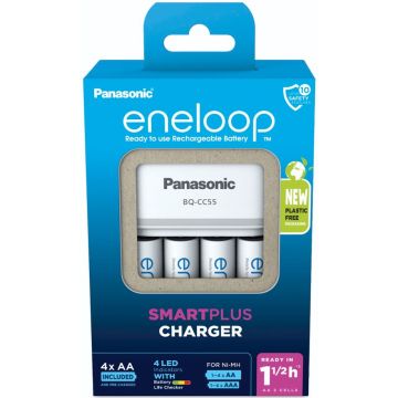 Panasonic Eneloop Smart Plus lādētājs BQ-CC55, iekļauti 4x AA akumulatori