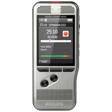 Philips DPM 6000/02 Profesionāls diktofons, 4GB atmiņa + microSD atbalsts, DSS/MP3, trokšņu samazināšana