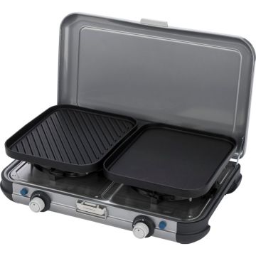 Campingaz Camping Kitchen 2 Grill & Go CV Portatīvā gāzes plīts kempingam ar grilu, kompakta, ērta transportēšanai