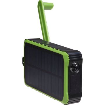 Denver PSO-10012 Saules Enerģijas Powerbank 10000mAh ar Rokas Dinamo Griežamu Lādētāju