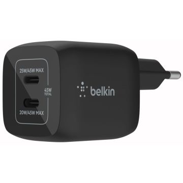 Belkin BOOST Charge 45W USB-C ar GaN PD 3.0 PPS, Melns