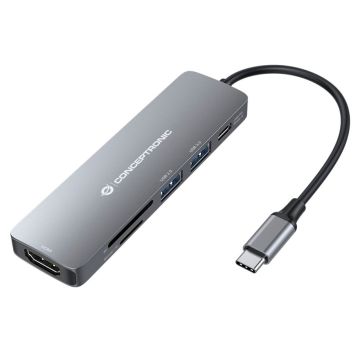 Conceptronic 6-in-1 USB-C adapteris, 2x USB-A, HDMI, USB-C, RJ45