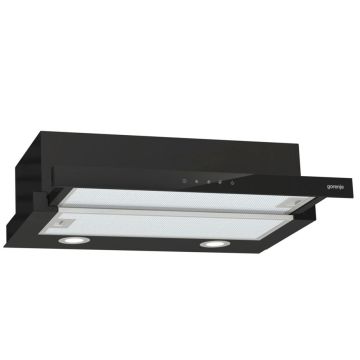 Gorenje TH64E4BG plakanais tvaika nosūcējs, 60cm, 700m³/h jauda, LED apgaismojums, melna