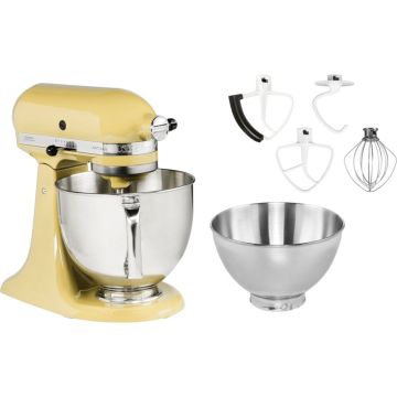 KitchenAid 5KSM175PSEMY Artisan virtuves kombains, 300W, 4,8 l bļoda, 10 uzgaļi, pasteļdzeltena