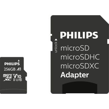 Philips MicroSDXC 256GB Class 10 UHS-I U1 atmiņas karte ar atmiņas karti. adapteris